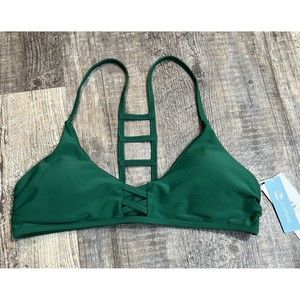 Cupshe Bikini Top Women's Size Medium Green Racerback Crisscross Front NWT